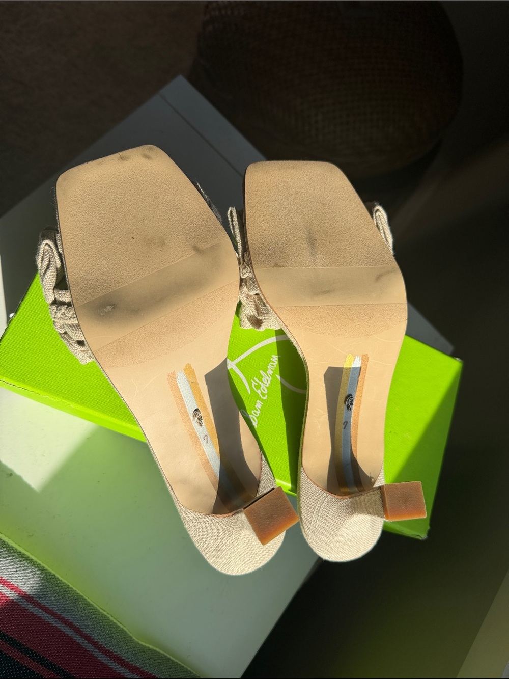 New Condition Sam Edelman Natural Linen Ruched Slide Mules - Picture 5 of 7
